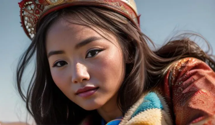 <lora:difConsistency_photo:0.5> <lora:MongolPunkAI:0.6>, MongolPunkAI, mongolian, 1girl, 1girl close up portrait, smirk <lora:povFacesitting:0.87> ((from below)), sitting on something, bend legs BREAK photorealistic, Sony a7S III Mirrorless Camera, (full body, masterpiece), HDR, 8K resolution, analogue RAW DSLR, best quality, absurdres, vibrant colors, intricate detail, intricately detailed face_and_eyes, realistic hands, sophisticated detail, (realistic lighting, sharp focus), centerfold, bokeh, 8k, wallpaper, ultra high res, wallpaper