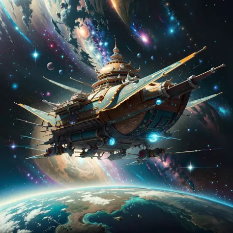 <lora:MongolPunkAI:.8> MongolPunkAI
spaceship in space, stars , detailed, intricate