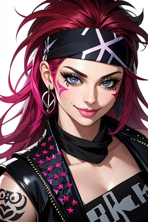 ((Masterpiece, best quality)),edgQuality
smirk,smug,
edgSP, a woman, bandana on head ,wearing edgSP_outfit,tattoos ,
<lora:edgSteel_Panther:0.7>