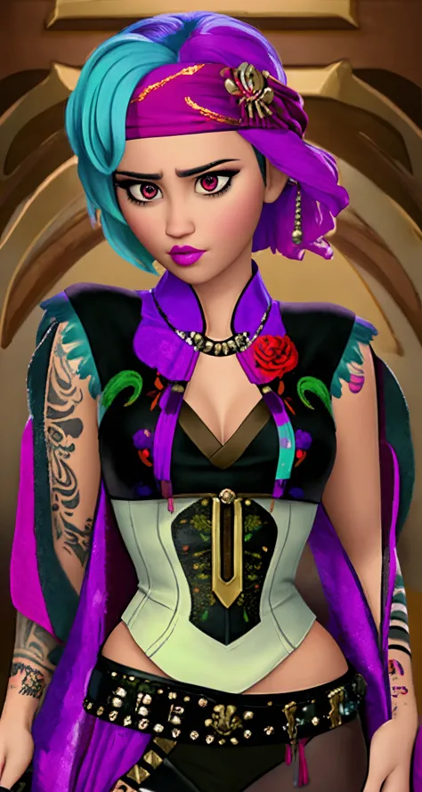 woman, solo, colored inner hair, red eyes, geisha, realistic, real life, 
miley cyrus, middle shot, 
EDGSP
BANDANA ON HEAD
WEARING EDGSP_OUTFIT
TATTOOS
[small breast]
masterpiece, professional, high quality, beautiful, amazing, Nehru Jacket, short hair, 
masterpiece, highres,  4k, detailed background, cozy, (glowing:0.8)  <lora:edgSteel_Panther:1>