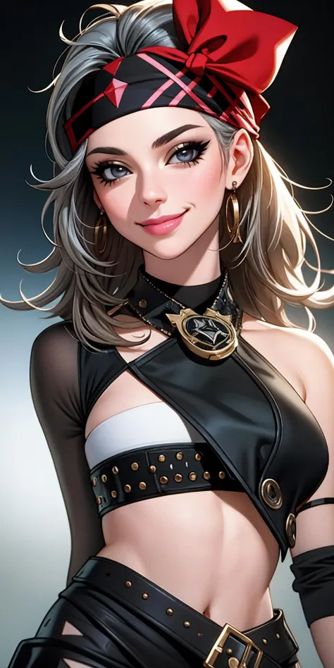((Masterpiece, best quality)),edgQuality
smiling,smug,
edgSP, a woman, bandana on head ,wearing edgSP_outfit
<lora:edgSteel_Panther:0.7>