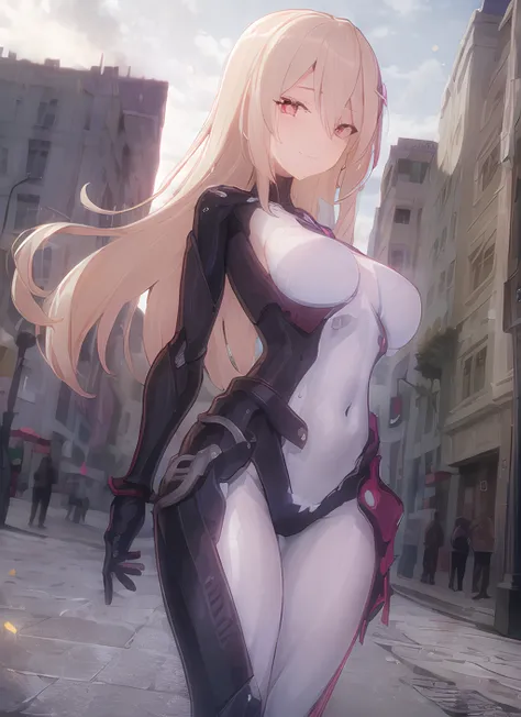 masterpiece, (photorealistic:1.4), best quality, beautiful lighting, detailed, whole body, solo, sex smile, Nemesis, bangs, (street), <lora:Nemesis_TOF_v1.3:1>