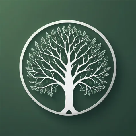 a tree,  minimalist vector, logo app icon, symmetric, white on green