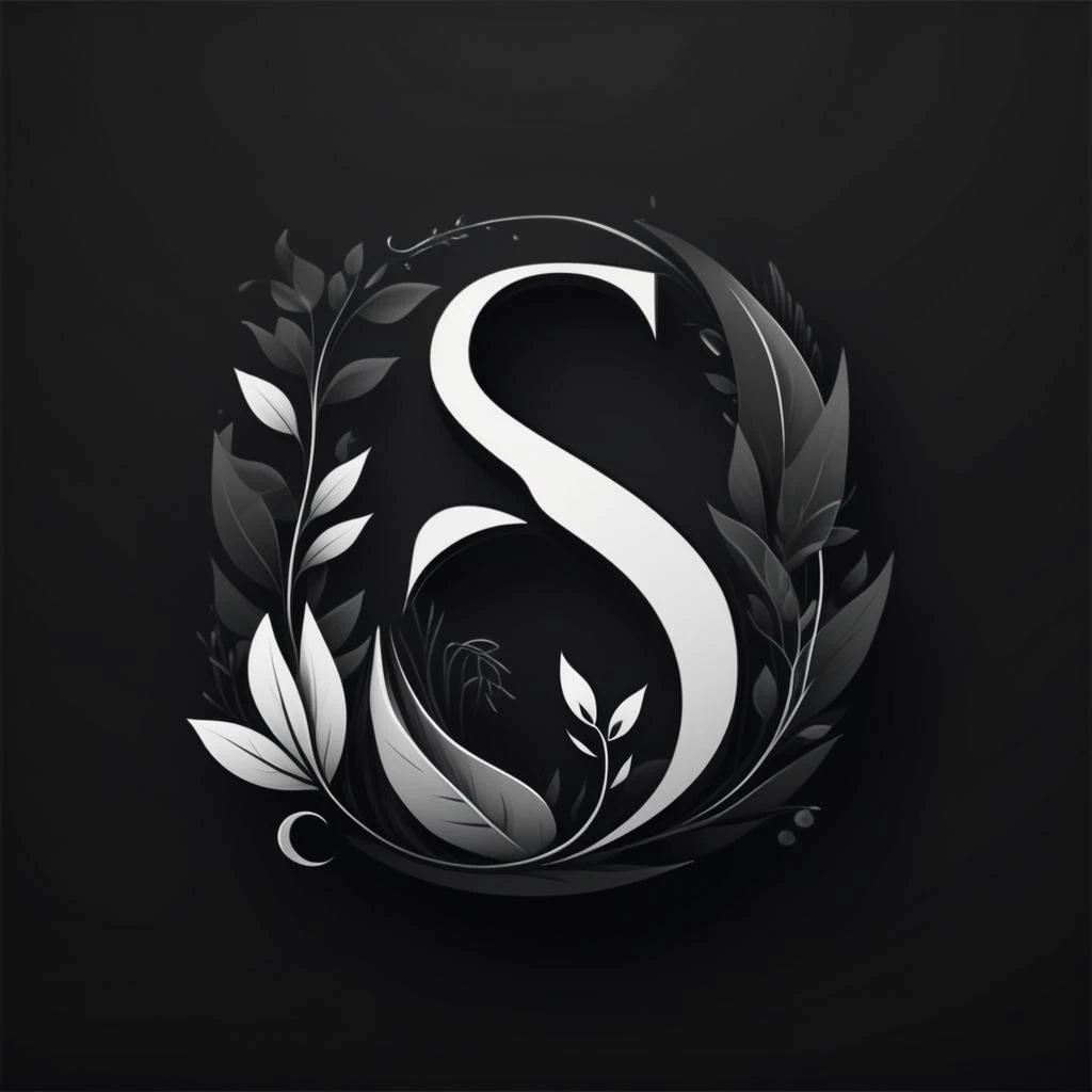 Letter "S", nature theme, minimalist vector, icons, white on black logo icon, icons app