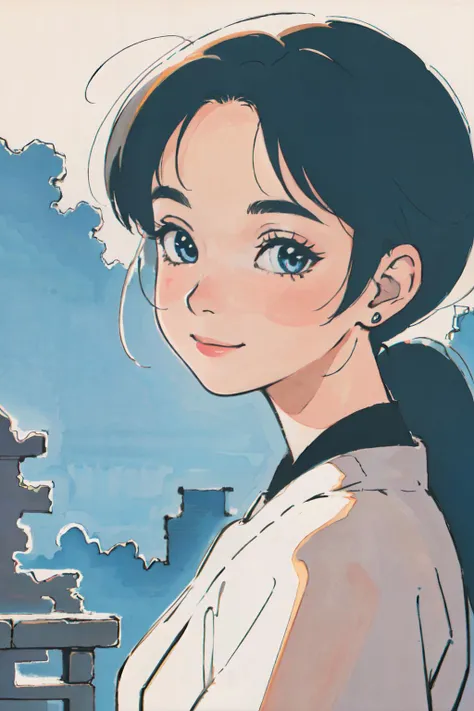 (masterpiece, best quality;1.3), extremely detailed ,ultra detailed, 1GIRL,solo, looking at viewer, pony tail, smile,
ashinano-style, <lora:StyleAshinano2:1> ruins, facial close-up, <lora:add_detail:-2>