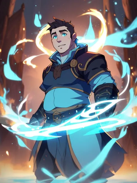 vox machina style, chubby human male, 1boy, solo, ((masterpiece)), detailed background, magic, overexposure, dynamic, (((detailed eyes:1)))
<lora:STYLE_vox_machina_style2:1>