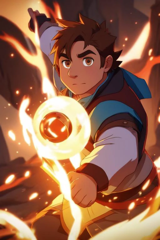 vox machina style, chubby human male, 1boy, solo, ((masterpiece)), detailed background, ((beautiful brown eyes)), magic, overexposure, dynamic,
<lora:STYLE_vox_machina_style2:1>