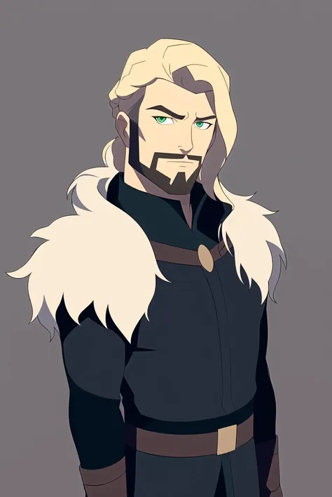 vox machina style, (very detailed background:1.5),
1boy, armor, bangs, black armor, black coat, blonde hair, blue coat, green eyes, closed mouth, coat, cowboy shot, expressionless, fur-trimmed coat, fur trim, hair between eyes, looking at viewer, male focus, medium hair, simple background, solo, two-sided coat, (beard:1.2), long hair,
, ((masterpiece))
<lora:vox_machina:0.6>