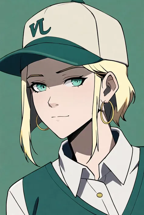 vox machina style, masterpiece, best quality, 1girl, aqua eyes, baseball cap, blonde hair, closed mouth, earrings, green background, hat, hoop earrings, jewelry, looking at viewer, shirt, short hair, simple background, solo, upper body, yellow shirt
<lora:vox_machina:0.6>