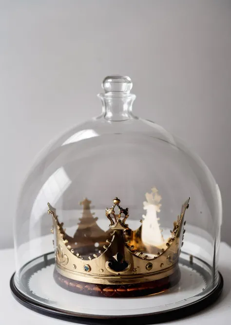 crown in a display glass box