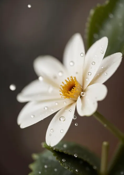 image of a flower plant, rain drops