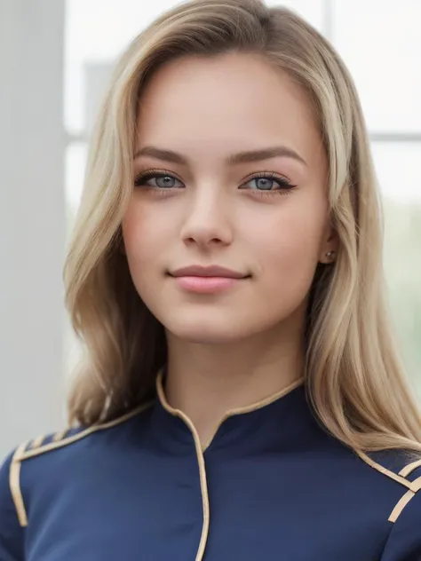 picture of petite18 yo (v4lkyr4e:0.99) as a girlfriend, (extremely detailed CG unity 8k wallpaper), (realistic: 1.3), masterpiece, best quality, clear face, front light, High Detail, Sharp focus, dramatic, (detailed pupils:1.3), ((full shot:1.5)), (eyeliner), ((cateye makeup)), (sexy body), <lora:MyBreastHelperRS:1>, (flat chest:1.0), (side view:0.6), (looking at viewer:1.2),
wearing (blue allianceuniform), short alliance dress, futuristic space station interior, cute face, <lora:allianceuniform:0.5>,
(((light blonde hair))), long hair, wavy hair, (blueeyes), detailed pupils, (shy face), proud and haughty, smilng eyes, narrowed eyes, in love, head tilted to the side, cozy smile, relaxed pose,