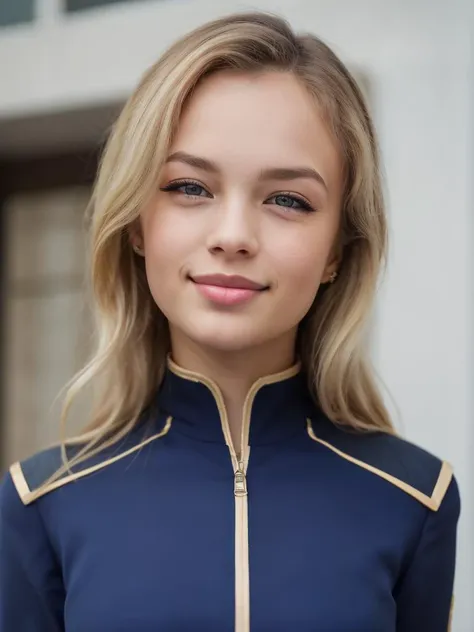 picture of petite18 yo (v4lkyr4e:0.99) as a girlfriend, (extremely detailed CG unity 8k wallpaper), (realistic: 1.3), masterpiece, best quality, clear face, front light, High Detail, Sharp focus, dramatic,  (detailed pupils:1.3), ((medium full shot:1.5)), (eyeliner), ((cateye makeup)), (sexy body),  <lora:MyBreastHelperRS:1>, (flat chest:1.0), (side view:0.5), (looking at viewer:1.2),
wearing (blue allianceuniform), short alliance dress, futuristic space station interior, cute face, <lora:allianceuniform:0.5>,
(((light blonde hair))), long hair, wavy hair, (blueeyes), detailed pupils, (shy face), proud and haughty, smilng eyes, narrowed eyes, in love, head tilted to the side, cozy smile, relaxed pose,