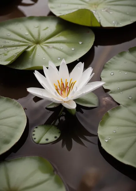 image of a lily pad, rain drops