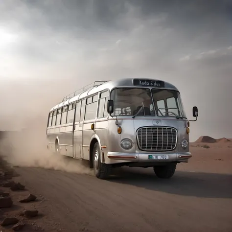 <lora:Cloudify-SDXL:0.15> main focus (silver chrome platinum skoda706 bus:1.3) dynamic view, sky, dusty road, volumetric lights, cinematic, hot mars desert, epic
<lora:Skoda706-SDXL:1>