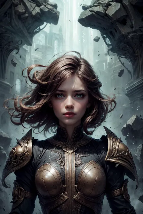 <lora:add_detail:1>
1 girl, adult (elven:0.7) woman, amber eyes, light brown wedge cut hair,
portrait, looking up, solo, upper body, detailed background, (<lora:EntropyMagic:0.6> fantasy, decay, entropymagic theme:1.1), stoic expression, holy champion, praying, floating rocks, brown engraved armor, coat of arms, divine blessing, emitting divine aura, dim lighting, bright realistic lighting, marble castle, hair blowing in wind,