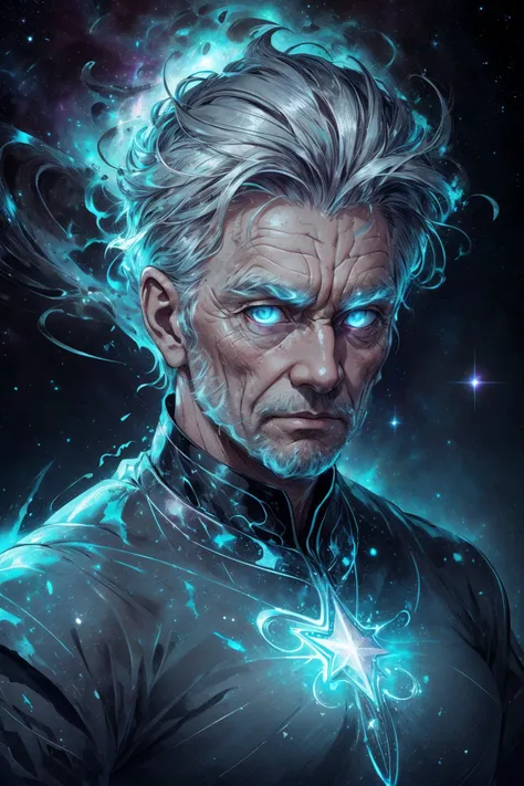 <lora:add_detail:0.5>, <lora:FZB_line_weights:0.4>, <lora:realistic:0.1>, <lora:sharpen-soften:-0.1>,
(1man, wrinkled face, old polish male:1.2), turquoise eyes, graying hair, quiff,
(style-swirlmagic:0.7), portrait, solo, upper body, looking at viewer, detailed background, detailed face, (<lora:EntropyMagic:0.6> dissolving, entropymagic theme:1.1) (glowing eyes:1.05), living star constellation, star sign, calm composure, serene, virgo, symbolism, interstellar power, galaxies, cosmic light, aura, bloom, transcendence, backlighting, cosmic space background, esoteric atmosphere,