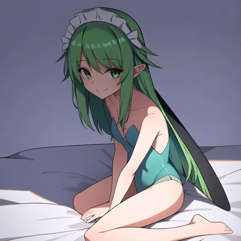 1girl, solo, maryann, origcostume, laying on bed, smile  <lora:maryann-000002:0.7>, nice hands, perfect hands <lora:envybetterhandsLocon_beta2:1.0>