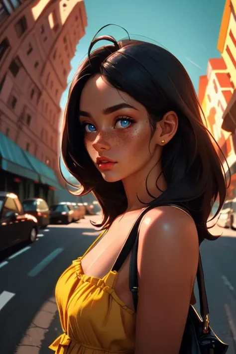 (Cinematic Photo:1.3) of (Ultrarealistic:1.3),(Cosy:1.3) <lora:CINEMATICV5:0.6>, cinematic, outside of an Italian coffee shop, a woman in a yellow sundress, <lora:Fisheye Slider:1.7>,Highly Detailed,(Pastel Colors:0.8), RAW candid cinema, 16mm, color graded portra 400 film, remarkable color, ultra realistic, textured skin, remarkable detailed pupils, realistic dull skin noise, visible skin detail, skin fuzz, dry skin, shot with cinematic camera