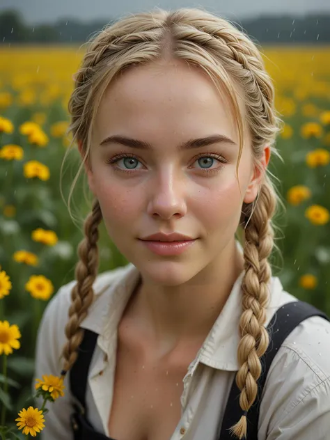 ( detailed realistic background:1),
( official art, beautiful and aesthetic:1 ),
realistic lighting,
cinematic lighting,
hyperrealism,
soothing tones,
muted colors,
high contrast,
soft light,
sharp,
artistic photoshoot,
( cute, petite:1.2 ),
slender,
european,
pale cheeks,
square face shape with angular jaw,
natural "no-makeup" makeup,
voluptuous full ass ,
senior,
platinum blonde hair ,
dutch braid hairstyle ,
on back
Mechanical Flower Field ,
refreshing rain on a warm day ,
midnight sky ,
Firefighter Uniform
pants
wool sock
,
squinting eyes smile ,
looking at viewer,