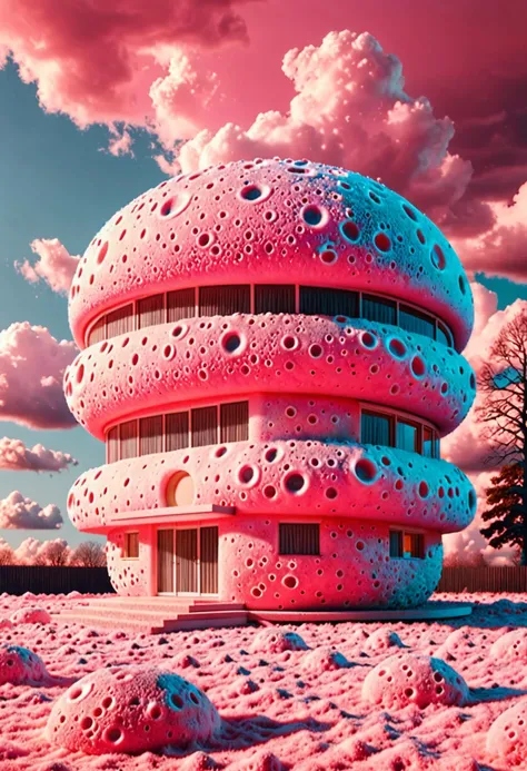 ais-lunar, modernist house in the shape of a hamburger, light pink clouds, dramatic lighting, <lora:Lunar_Surface_SDXL:1>