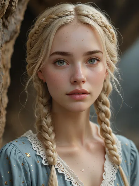 cinematic shot, centered, cinematography, intricately detailed, crafted, meticulous, magnificent, maximum details, extremely hyper aesthetic, realistic, (((1girl, solo))), 18age, long hair, Blonde hair, (((center))),
