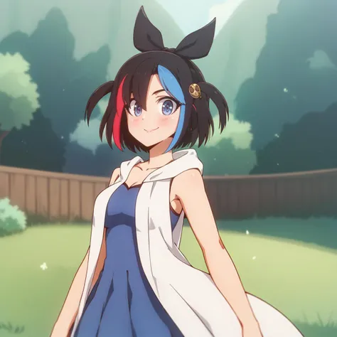 cinematic film still, score_9, score_8_up, score_7_up, score_6_up, score_5_up, score_4_up BREAK (kuria:1.1), 1girl, solo, black hair, two-tone hair, red hair, blue hair, long streaked hair, medium breasts, blue eyes, hair ornament, looking at viewer, dynamic pose, cowboy shot, <lora:KuriaOCpdxl16.0.93tx1-000014:1.05>, shallow depth of field, vignette, highly detailed, high budget, bokeh, cinemascope, moody, epic, gorgeous, film grain, grainy
