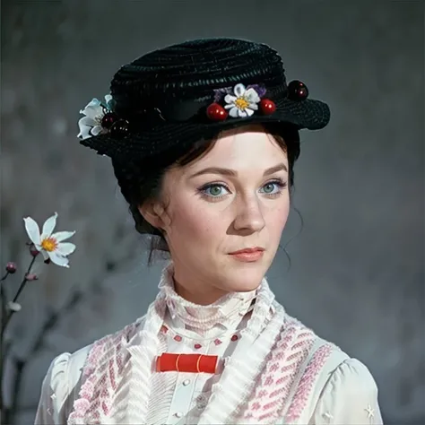 Mary Poppins , detailed eyes, turtleneck, snow, photography, trending on artstation, sharp focus, studio photo, intricate details, highly detailed, by greg rutkowski <lora:Mary Poppins:0.8>