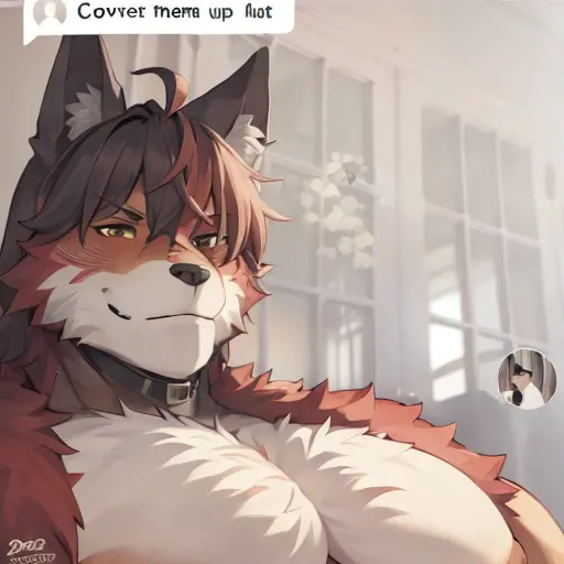 masterpiece <lora:CoverThemUpSlut v0-3:1> meme red wolf pecs