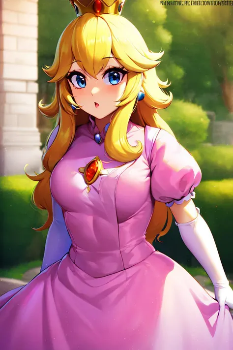<lora:twistedscarlett60_style:0.8>,(masterpiece, best quality), 1girl, <lora:princesspeach-lora-nochekaiser:1> princess peach, blonde hair, blue eyes, long hair, crown, dress, gem, gloves, pink dress, puffy short sleeves, puffy sleeves, short sleeves, white gloves,