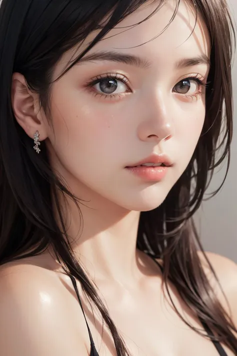 1girl, (close up:1.2), oblique angle, canted angle, best quality, masterpiece, illustration, photorealistic, (realistic:1.4), photo-realistic, RAW photo, ultra-detailed, CG, unity, 8k wallpaper,16k wallpaper, extremely detailed CG, extremely detailed, an extremely delicate and beautiful, extremely detailed, Amazing, finely detail, official art, High quality texture, incredibly absurdres, highres, huge filesize, highres, look at viewer, (young:1.4), (beautiful detailed Japanese girl), 18 years old girl, (glossy shiny skin, beautiful skin, fair skin, white skin, realistic_skin), ((shiny black  hair)), perfect face, detailed beautiful face, detailed light brown eyes,  glossy lips,