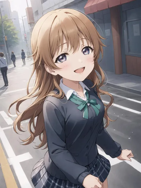 masterpiece, extremely detailed, 1girl, solo, (SimplePositiveXLv2:0.5), <lora:Konoe Kanata XL V1-000009:0.6> Konoe Kanata, school uniform, smile, on the street,