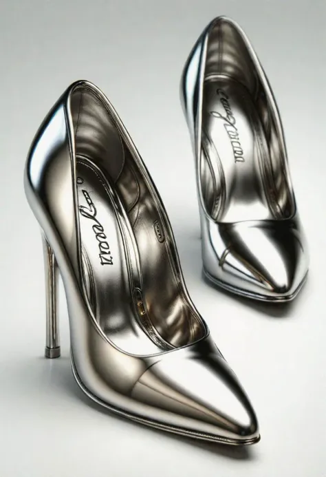 stilleto shoes ral-polishedsteel <lora:ral-polishedsteel:1>