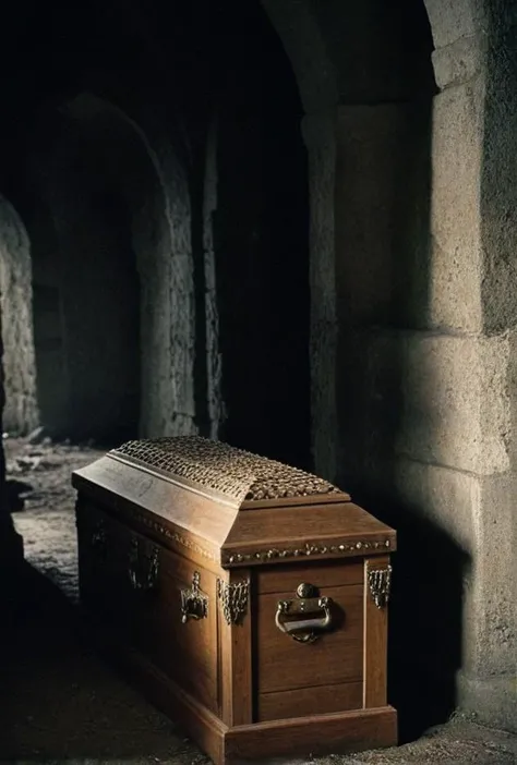 analog film photo ((Castle royal crypt))((adult sarcophagus casket catafalque pall funerary  inside coffin))(epic dramatic missing still photo from Acadamy Award winning 1970's drama suspense movie)BREAK(perfect emotional lighting and cinematography)BREAK(post-processing: oversharpen, expert dodge and burn, ISO 200 color film noise, corner darken vignette)
<lora:LCM-LoRA-XL_V1:0.21>
<lora:SDXLHighDetail_v5:0.4>
<lora:ral-exposure:0.4> ral-exposure <lora:sdxl_photorealistic_slider_v1:1.6> 
<lora:RMSDXL-DarknessCinema-XL_V1:1.7>
ISO 200 film grain . faded film, desaturated, 35mm photo, grainy, vignette, vintage, Kodachrome, Lomography, stained, highly detailed, found footage
