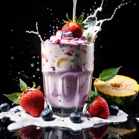 Cinematic photo of a pinhole camera ,mix fruit and berries, fruits splash milk mixed fruit milkshake, hyper realistic, dramatic lighting , fruit, liquid splashes,Marijuana Leaf, merging, melting, splashing, droplets, mixing, fading away, exploding, swirling, intricate detail, modelshoot style, dreamlikeart, dramatic lighting. 8k, highly detailed, trending art station, Splash, masterpiece, high resolution, HD, 8k, best quality, . Intricate, ornate, 4K, <lora:xl_more_art-full_v1:0.8> <lora:add-detail-xl:1.0>