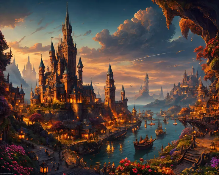 Absurdres, high detail, detailed shadows, high sharpness, balanced composition, light rays, Atmospheric, DRAMATIC FANTASY, (STYLE OF Manchess)
<lora:EdobSyFyHorrorFairyTale_v1.0:1>, EDOBHORRORLANDSCAPE, (perfect lighting):1.3
Beautiful morning skies over a DENSE city, castle, church, seaport, docks, ships,  tavern, bridges, ocean, beach  <lora:detail_slider_v4:3>