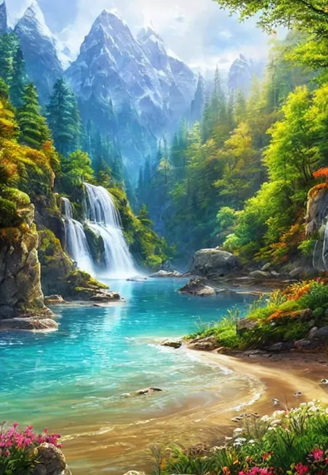 landscape,water,(extremely detailed CG unity 8k wallpaper), most beautiful artwork in the world,professional majestic oil painting,intricate, High Detail, Sharp focus, dramatic, photorealistic painting art