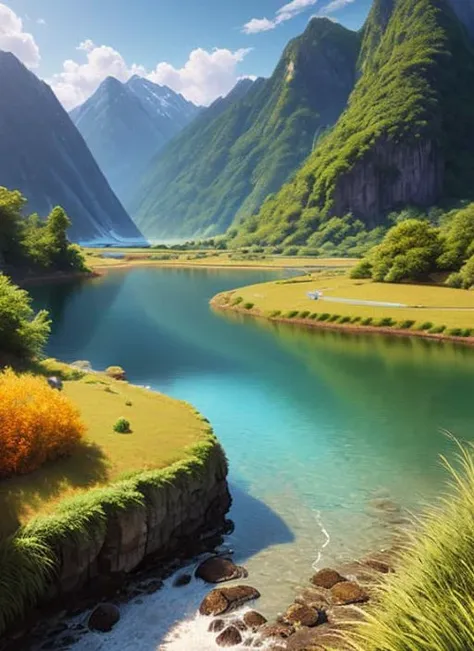 landscape,water,(extremely detailed CG unity 8k wallpaper), most beautiful artwork in the world,professional majestic oil painting,intricate, High Detail, Sharp focus, dramatic, photorealistic painting art