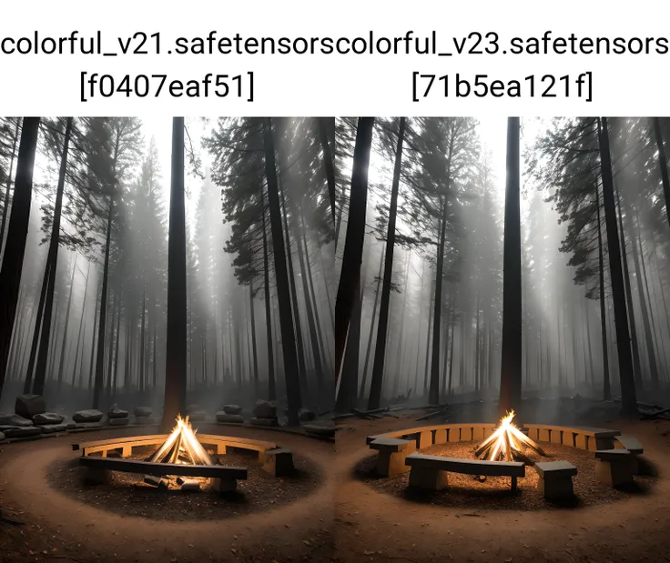 a campfire surrounded by stone statues in a dark forest, darkness, single light source, casting shadows, dramatic shadows, cinematic, high contrast, hdr, wide angle, hyperrealism, highly detailed background, 8k uhd, dslr, soft lighting, high quality, film grain, Fujifilm XT3, HD, Sharp
