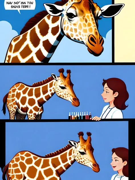 a comic about a giraffe running a nail salon