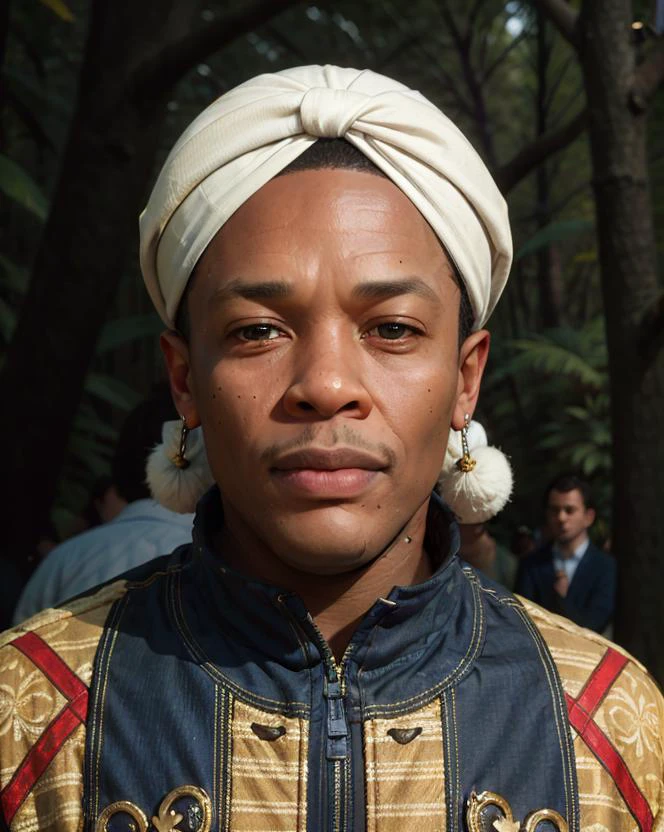 extremely detailed, amazing, fine detail, absurdres, highly detailed,
man drdre, <lora:person_drdre:0.85>, wearing checkered top and turban,
in forest landscape,
(analog style, dreamlikeart, redshift style, mdjrny-v4 style:0.5), anatomical, hyper realistic lifelike texture dramatic lighting unrealengine trending on artstation cinestill 800 tungsten,
(Asian-Less-Toon:1.25), (50mm Sigma f/1.4 ZEISS lens, F1.4, 1/800s, ISO 100, photography:1.1)