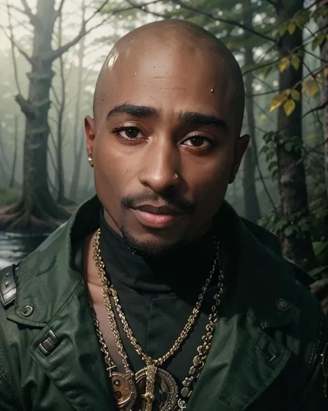 extremely detailed, amazing, fine detail, absurdres, highly detailed, 
man tupacshakur, <lora:person_tupacshakur:0.85>, wearing cyberpunk outfit and bald head
in boreal swamp,
(analog style, dreamlikeart, redshift style, mdjrny-v4 style:0.5), anatomical, hyper realistic lifelike texture dramatic lighting unrealengine trending on artstation cinestill 800 tungsten,
(Asian-Less-Toon:1.25), (50mm Sigma f/1.4 ZEISS lens, F1.4, 1/800s, ISO 100, photography:1.1)