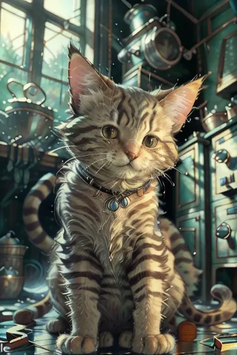 <lora:c4ttitudeflatver:0.8>, close-up photography of tabby cat in glasstech kitchen, (c4ttitude:1.3), hyper realistic, intricate detail, (foggy:1.1), <lora:GlassTech-20:1>, <lora:guay:0.6>, pov from below
