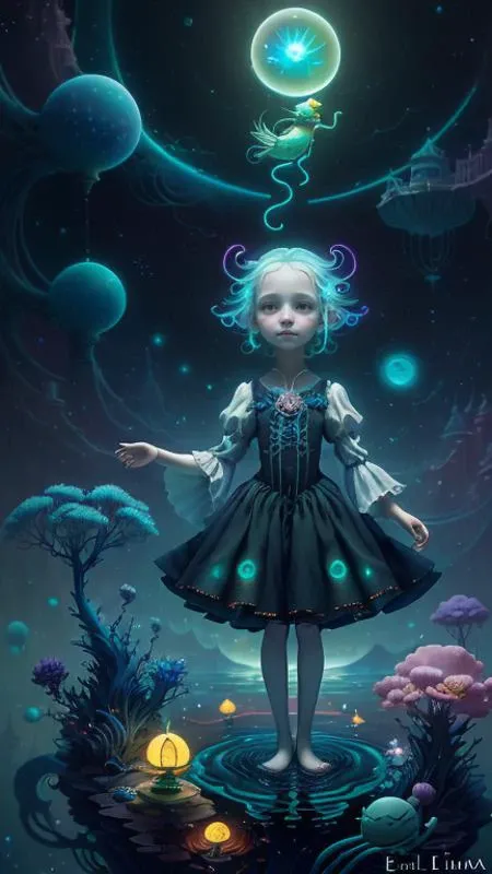 a surreal Bioluminescent, very very very cute Silene in a happy world by Daniel Merriam, Trending on Artstation, oil on Canvas by Elena Zhurikhina and Goro Fujita and Charlie Bowater, octane render, 4k, 8k, HD,