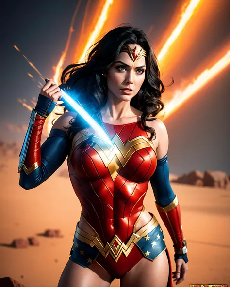 -- Wonder-Woman on mars, Winner of the Animal Superhero Comics Convention Cosplay Contest, featured on ArtStation with a cinematic composition and a dramatic hero pose