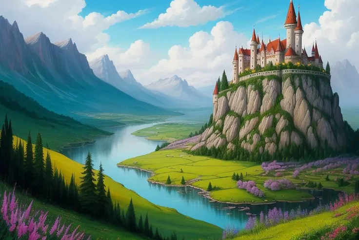 Fairyland: A place where fairies and other magical creatures live, distant landscape,