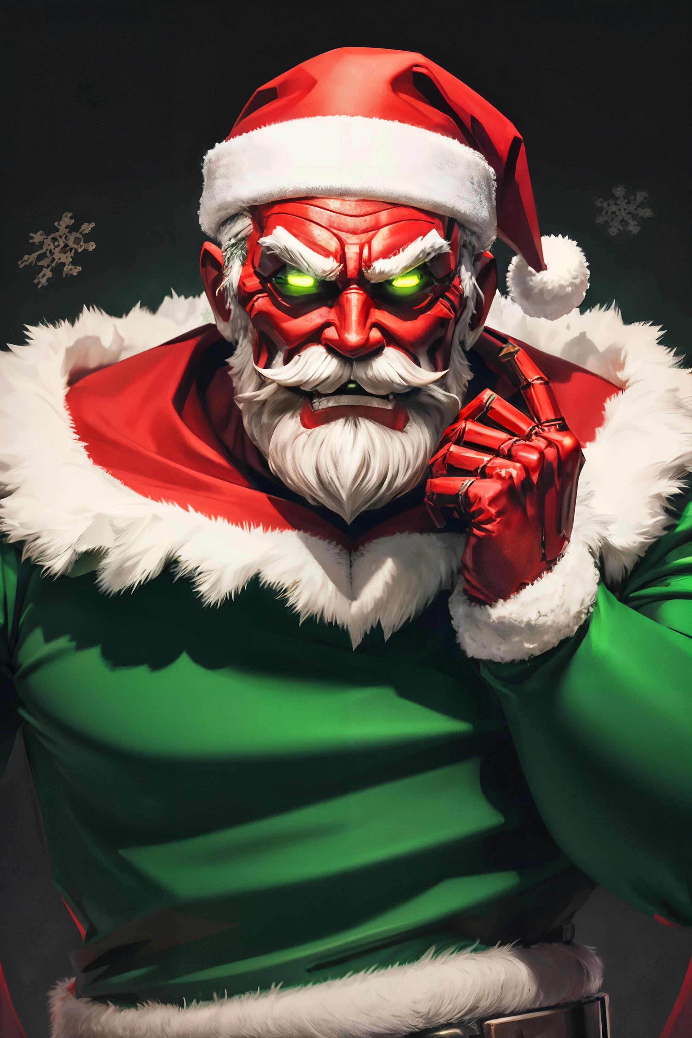 evil robot santa claus, christmas, green, <lora:detail_slider_v4:0.1>
