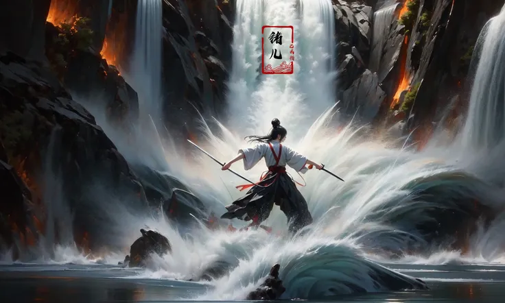 Excellent, masterpiece, high resolution, a tower, chains, sky, clouds. Chinese ancient style, martial arts style.