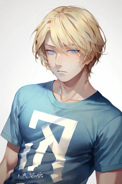 anime,portrait,1boy,blue eyes,blonde hair,t-shirt,best quality, masterpiece <lora:rei_17_v4-000011:1>