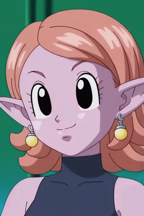 source_anime, score_9, score_8_up, score_7_up, anime screencap,8k, absurdres,
chronoa, 1girl, solo, smile, bare shoulders, potara earrings, closed mouth, orange hair, pointy ears, black eyes, eyelashes, colored skin, portrait, close-up, green background, purple skin, blue leotard, sleeveless turtleneck leotard, looking at another, official style
<lora:chronoa_pony_v1:0.8>
